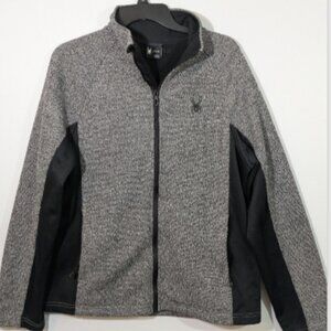 Spyder Men's Full Zip Knit Jacket Waffle Knit Gray & Black Size M